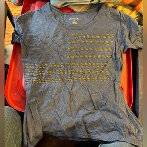 Faded blue studded American flag shirt